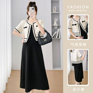 Maternity Wear 2025 New Summer Sling + Small Fragrant Style Jacket 2-Piece Maternity Dress