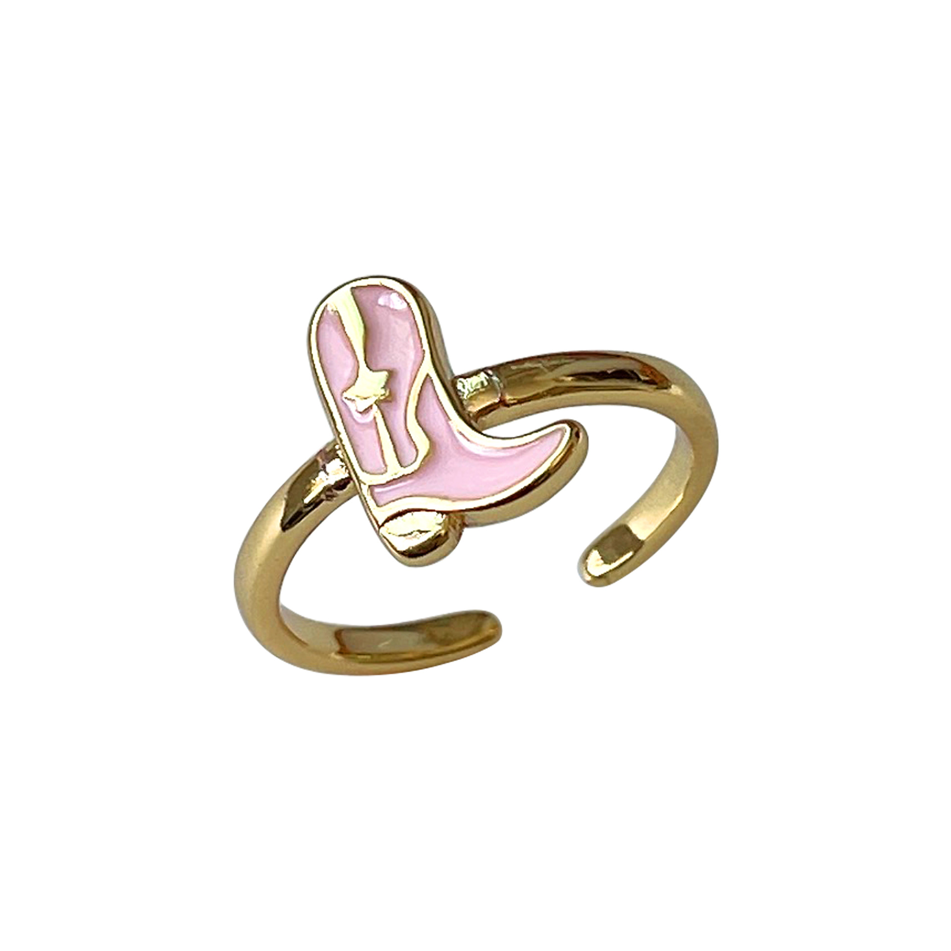 Fashion Leaf Heart Shape Copper Enamel Inlay Zircon Open Ring 1 Piece