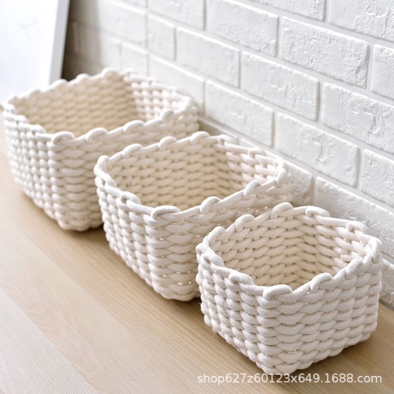 Cesta de almacenamiento tejida a mano personalizada cesta de almacenamiento de cuerda de papel caja de almacenamiento de entrada cesta de madera caja de almacenamiento de bocadillos cesta doméstica