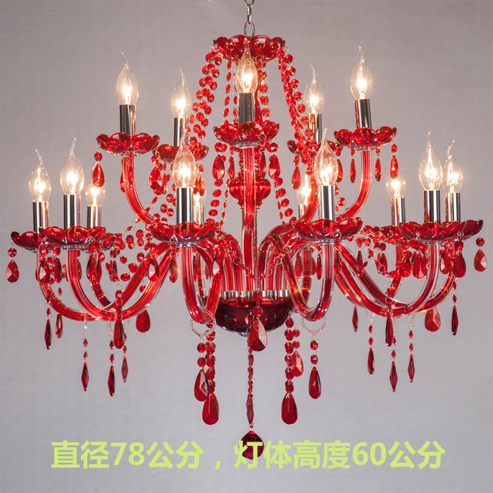 10 + 5 falso 2 capas araña de cristal rojo doble capa 15 cabezas araña de cristal rojo vela luz adecuada para boda KTV