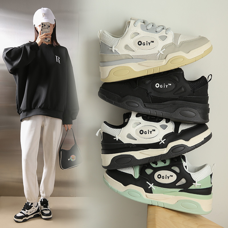 Trendy Men's Shoes 2023 New Couple Shoes Women's Autumn Soft-soled Bread Shoes All-match Casual Thick-soled Sports Board Shoes