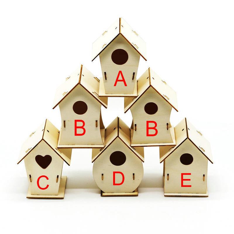 Amazon cross-border explosions DIY wooden bird house toy suit children's graffiti bird's nest bird cage bird house in stock Amazon cross-border explosions DIY wooden bird house toy suit children's graffiti bird's nest bird cage bird house in stock