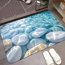 跨境鹅卵石硅藻泥地垫家用浴室卫生间门口吸水防滑脚垫可贴标代发