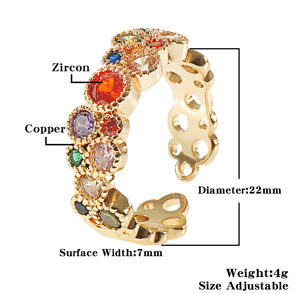 Womenu0027s Hand Jewelry Copper Real Gold Plated Inlaid Colored Zircon Rings