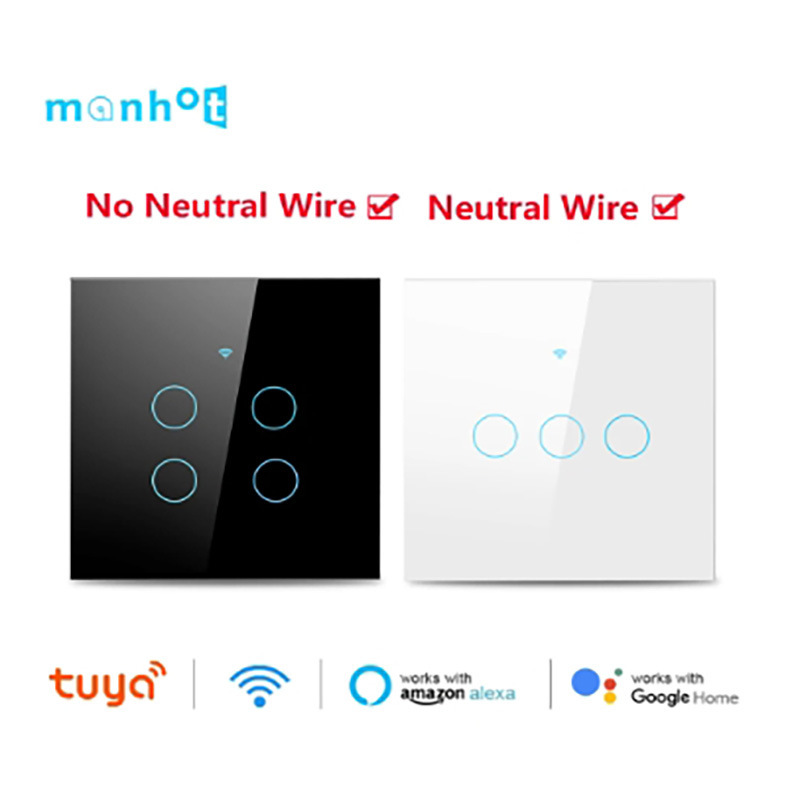 Tuya Wifi EU Smart Light Switch 1/23/4 Wall Touch Panel Neutral Wire/No Neutral Wire Switch Tuya Wifi EU Smart Light Switch 1/23/4 Wall Touch Panel Neutral Wire/No Neutral Wire Switch
