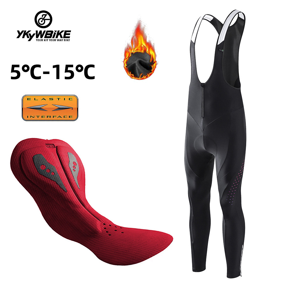 Ykyw European and American Cross-Border Temu New Product Fleece-Lined Windproof Double-Arrow Men's Cycling Pants Fleece Warm Sports Cycling Wear