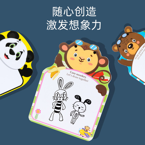 0-3 years old wooden children's cartoon animal graffiti drawing board early childhood learning memo puzzle puzzle toy