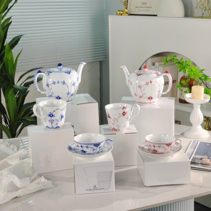 Royal Tangcao Series Coffee Set Tea Set Tangcao Ceramic Teapot Coffee Cup Saucer Cut Out Plate Mug Bowl