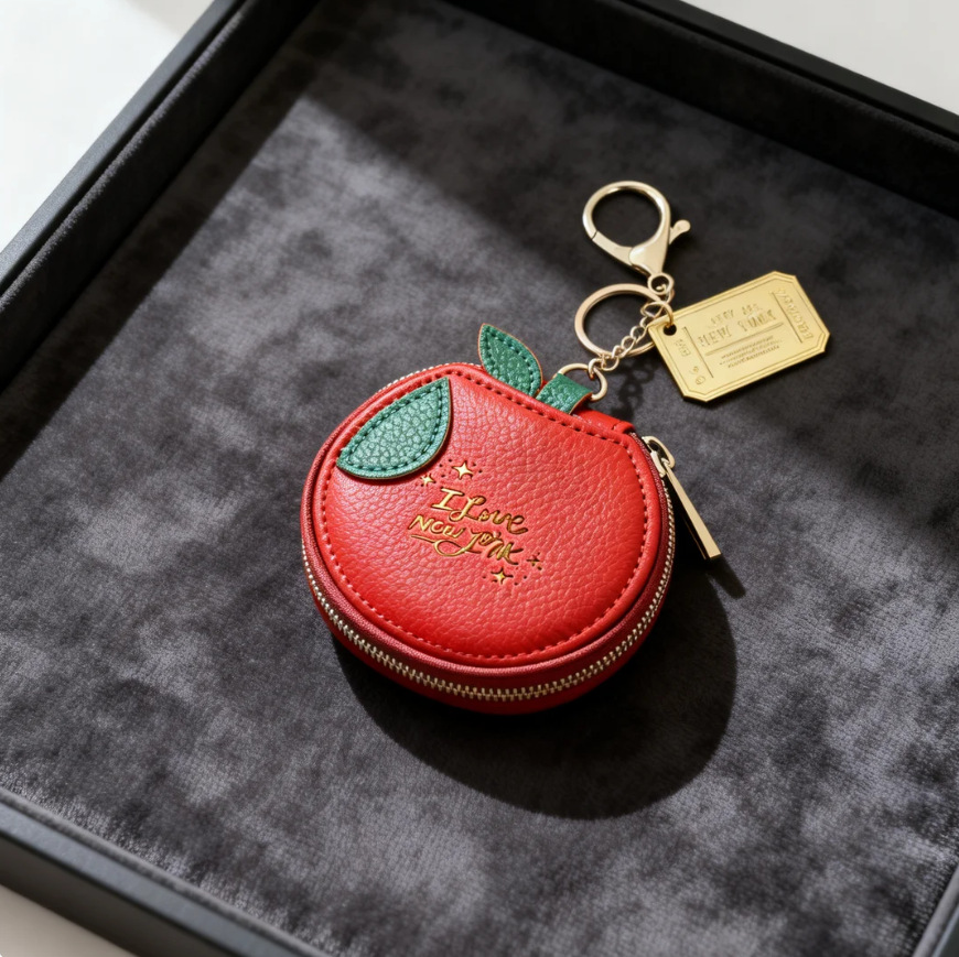 Nuevo tema de Nueva York Apple bolso de cambio llavero zipper PU auriculares bolsa de almacenamiento colgante colgante al por mayor