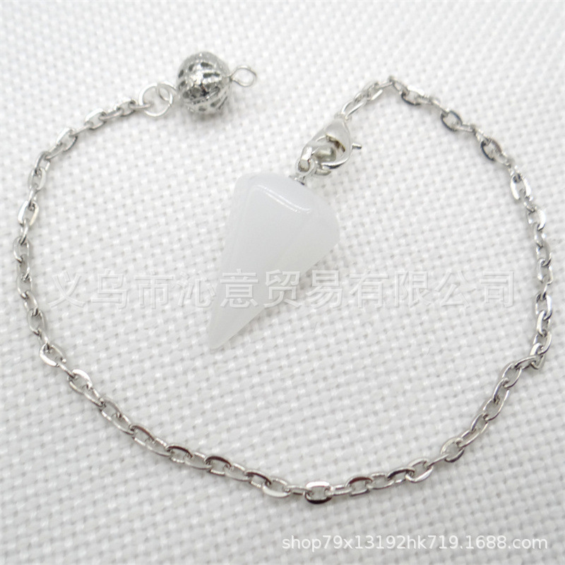 Venta caliente ágata natural cristal piedra preciosa cono hexágono cono colgante DIY cristal colgante espíritu péndulo