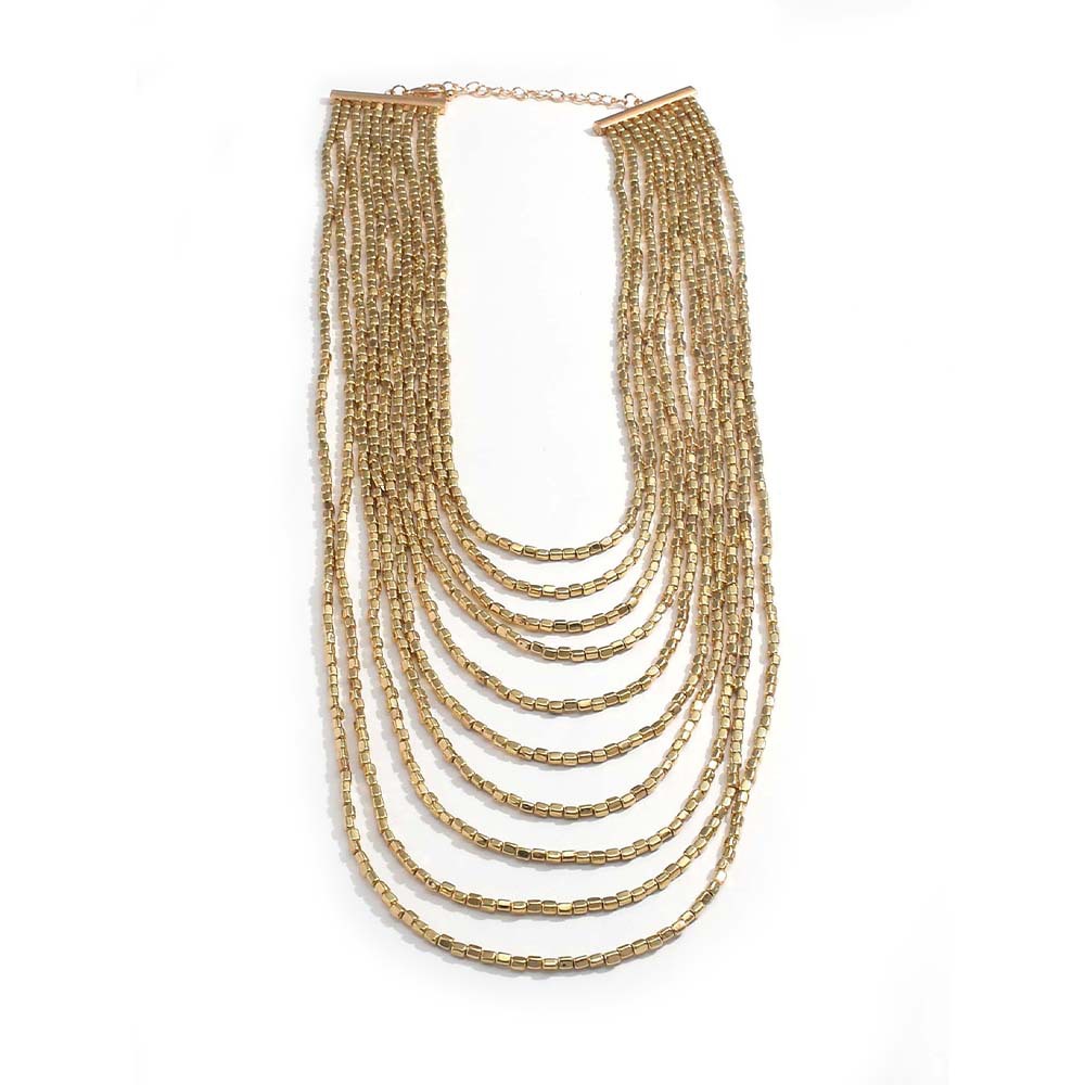 Handmade Beaded Multi Layered Necklace Statement Waterfall Accessory_voghion.com