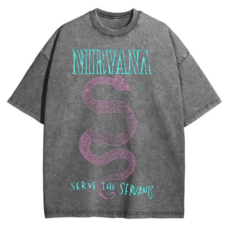 Nirvana banda de rock Nirvana Cobain cocoburn apenado lavado vintage batik camiseta suelta