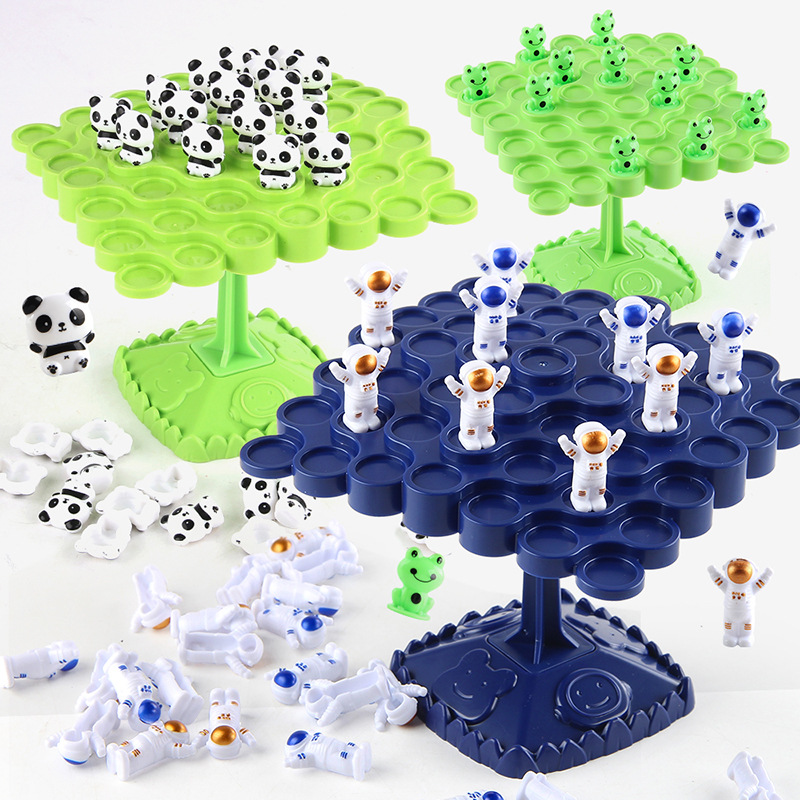 Niños rompecabezas rana panda árbol de equilibrio superposición música astronauta árbol de equilibrio juego de mesa doble juguete interactivo