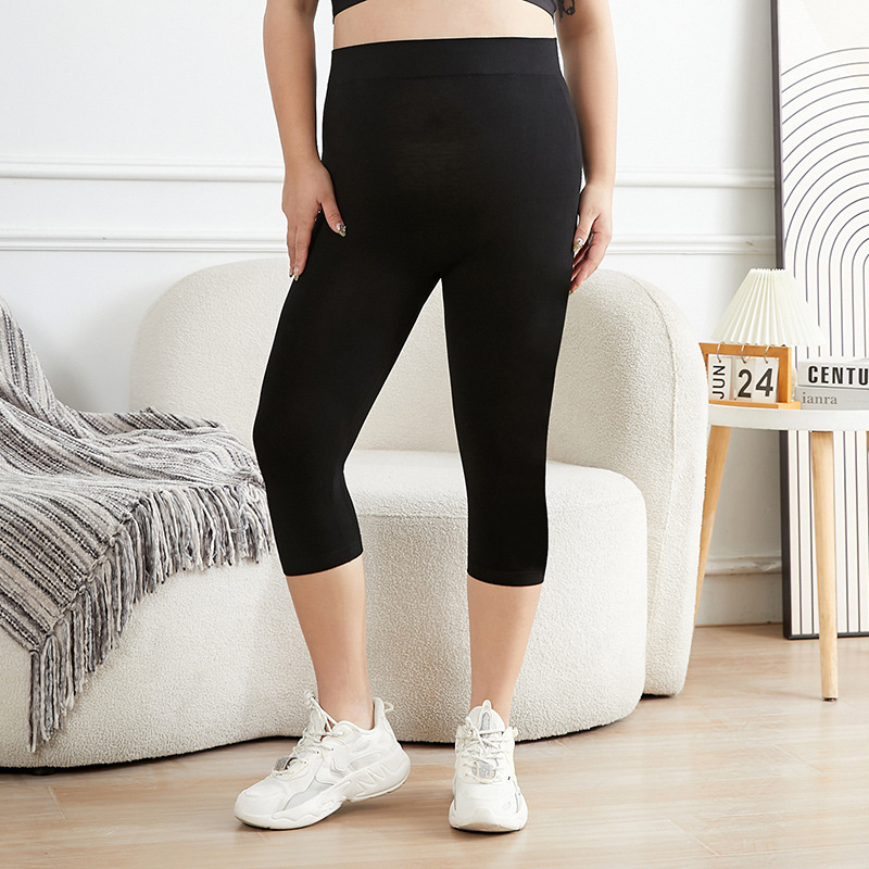 New High-Waisted Cropped Pants for Women in Autumn Plus Size High-Elastic Non-Tight Leggings Breathable Casual Tight Shorts