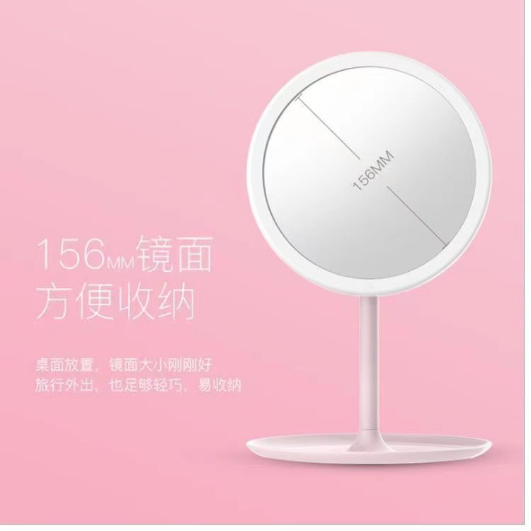 Orejas de gato de dibujos animados vestidor espejo HD portátil giratoria belleza estudiante dormitorio maquillaje espejo con base