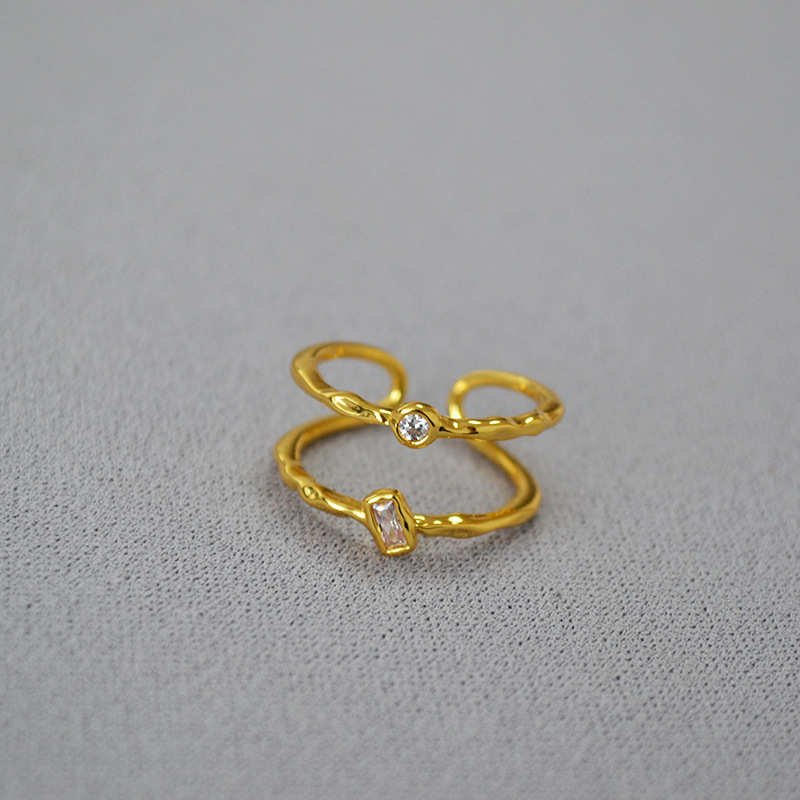 Brass Material Brass Inlay Solid Color Zircon Rings