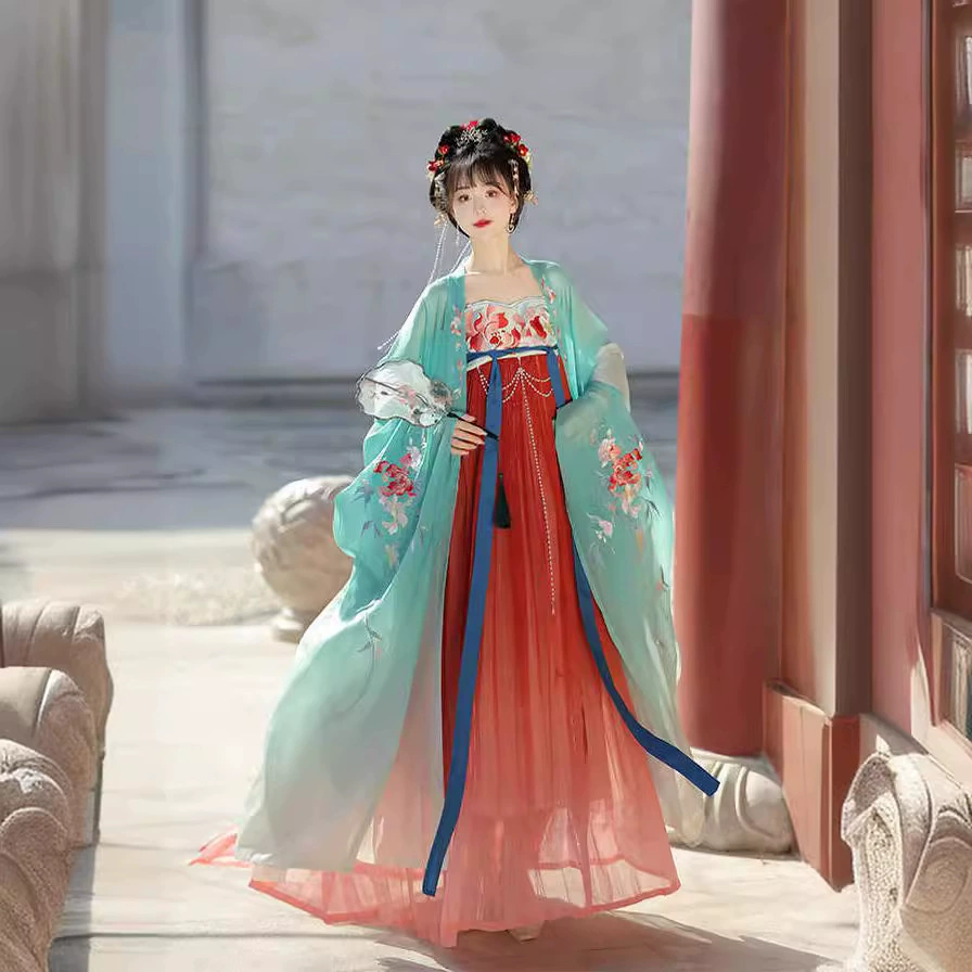 Оригинальная женщина Hanfu (цветение с периодом) Тяжелая промышленная вышивка