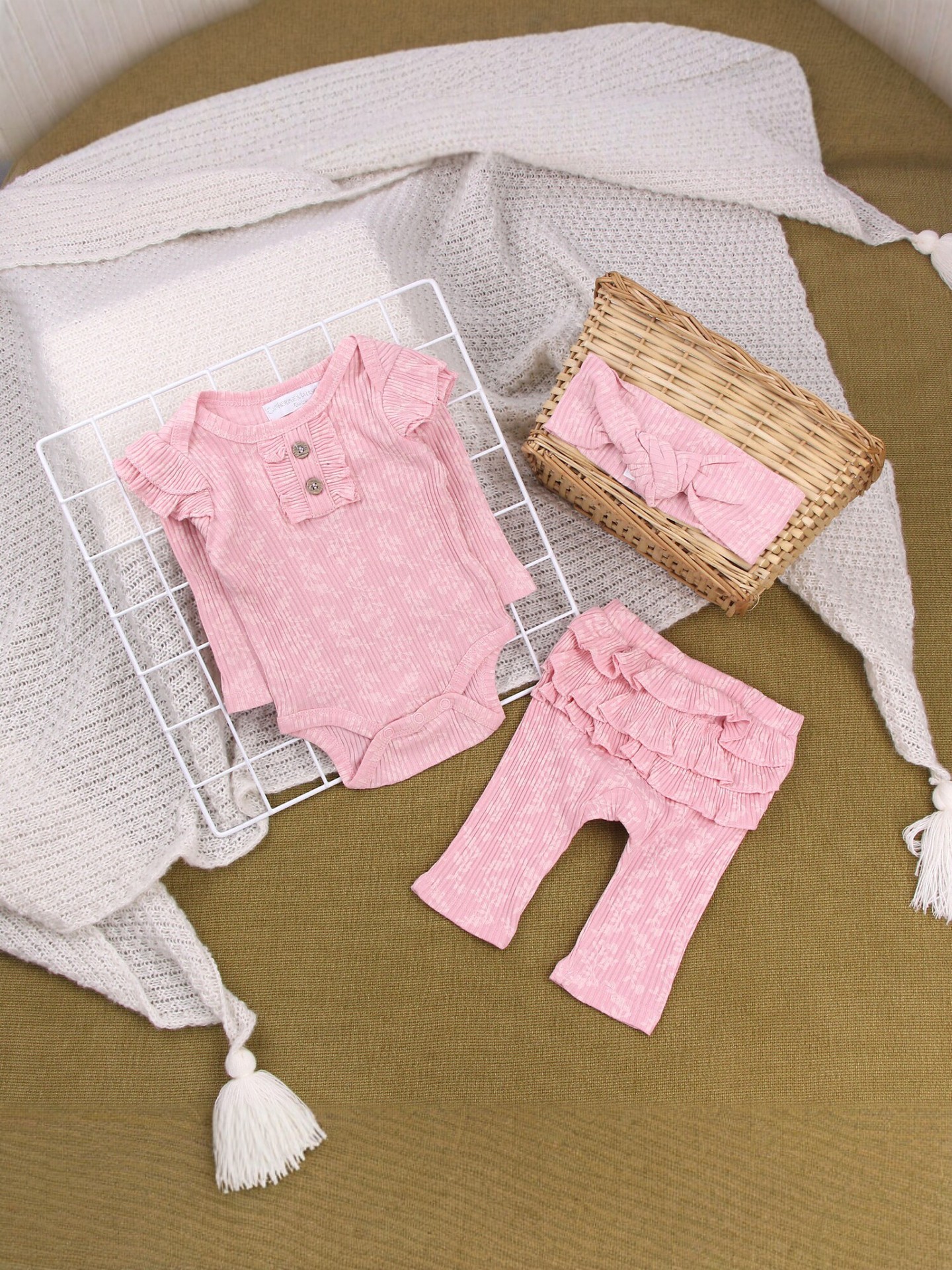 Bebés recién nacidos de algodón, ropa de bebé, ropa de bebé, ropa de impresión, ropa de pantalones, banda de pelo, ropa de bebé