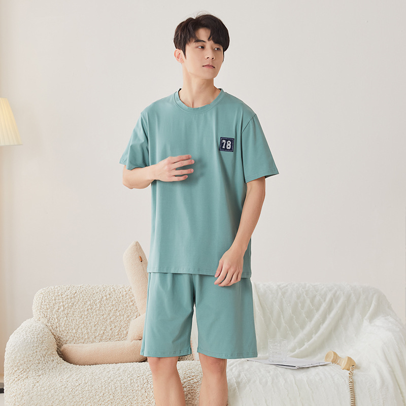 パジャマメンズ夏モーダル半袖ショーツスーツティーンエイジャークール無地メンズ夏大きいサイズホーム服