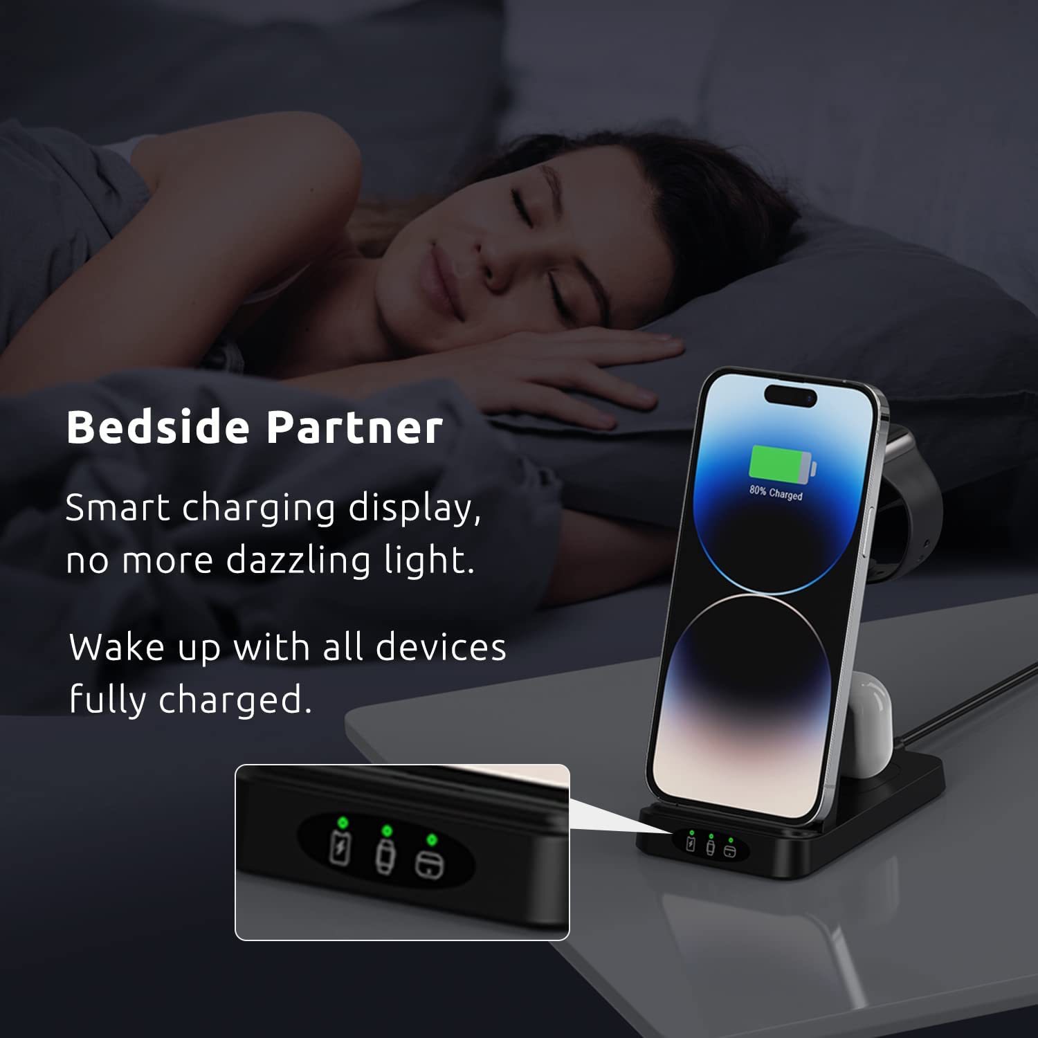 Modelo privado transfronterizo nueva versión de carga inalámbrica de tres en uno adecuada para Apple 12 13 14 soporte de teléfono móvil de carga rápida