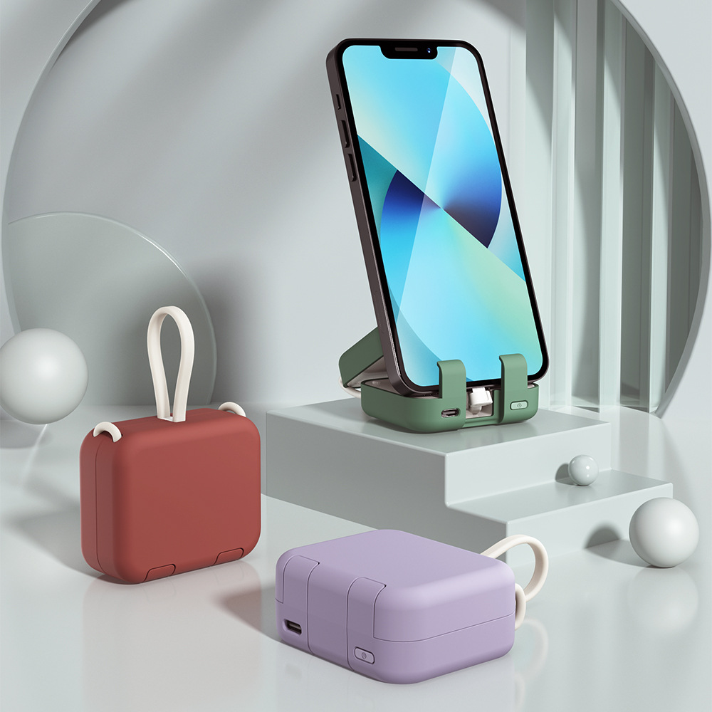2023 Nieuwe Mini Handtas Back Clip Bank Wordt geleverd met Dual Line Opvouwbare Draagbare Standaard Mobiele Voeding_voghion.com
