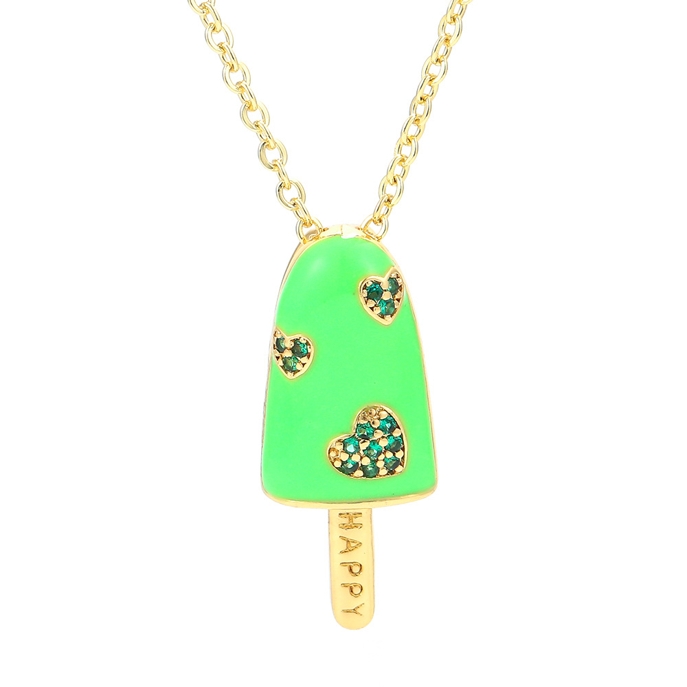 5g Weight Pendant Necklace Classification Wedding, Travel Occasion Copper Material Geometric Pattern Unisex Gender Fashion Style White, Pink, Purple, Green, Blue Color Wholesale Jewelry Popsicle-shaped Oil Drop Pendant Copper Inlaid Zircon Necklace Nihaojewelry 5