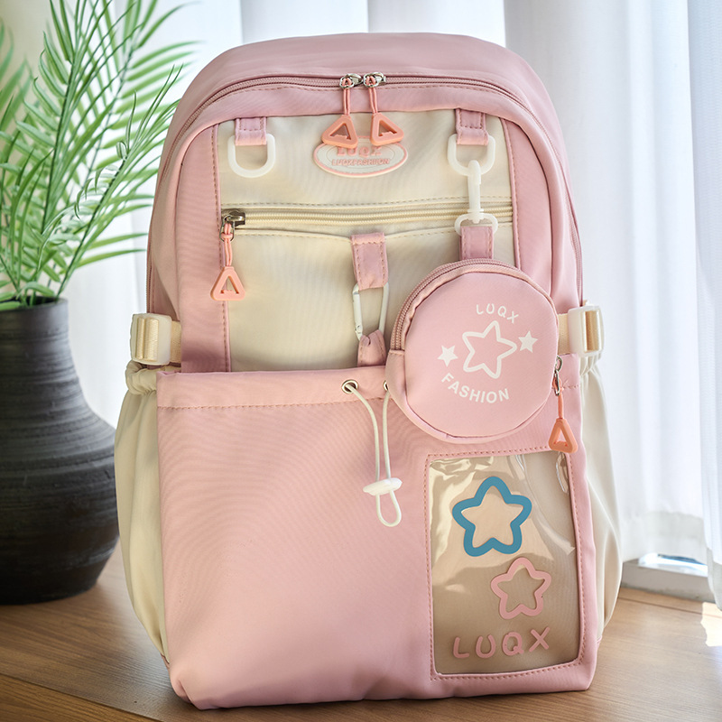 大容量のコントラストカラーの中学生、高校生、小学生のランドセル、新しい高価値カジュアルカレッジスタイルの女性用バックパック|undefined