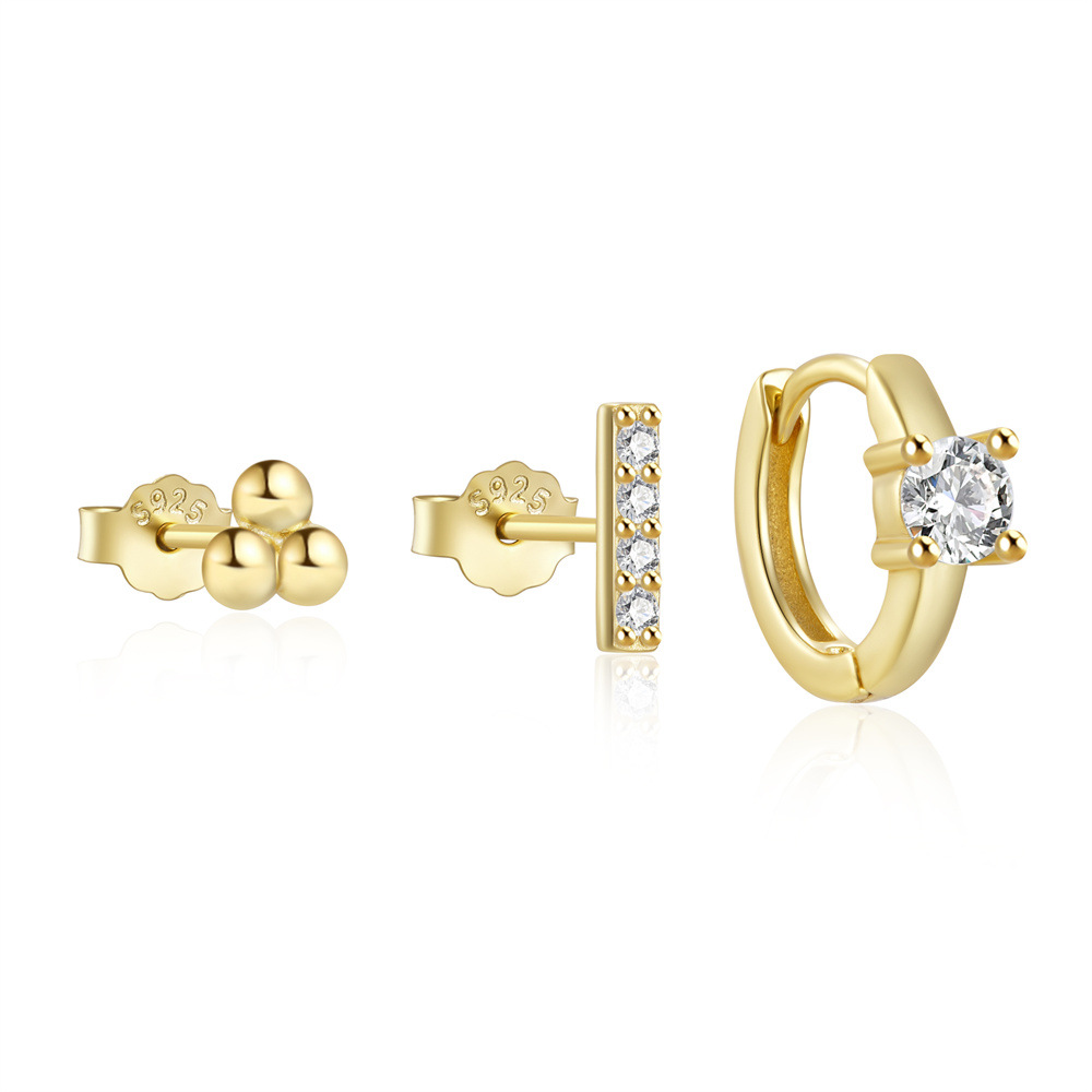 3g Weight Hoop Earrings, Ear Studs Classification 1 Set Quantity Daily Occasion 925 Sterling Silver Material Star, Butterfly Pattern Women's Gender Plating Design Simple Style Style 1 Set 925 Sterling Silver Star Butterfly Hoop Earrings Ear Studs 84