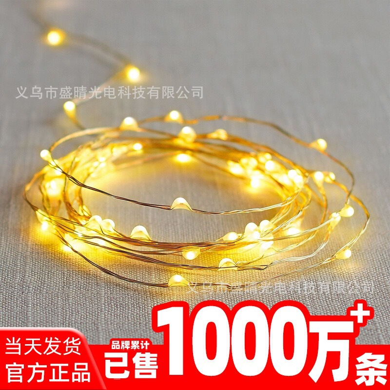 跨境0.5米1米2米3米5米led铜丝花束蛋糕装饰小彩灯灯串闪灯小白盒