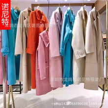 啄木鸟专柜2025高端双面羊绒毛呢中长款外套大衣外贸品牌折扣尾货