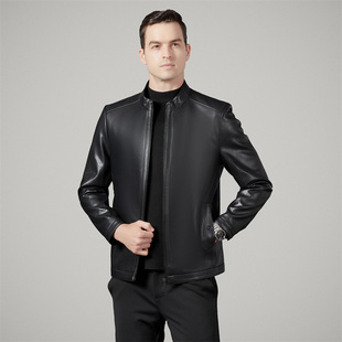 Counter Men's Sheepskin Leather 2025 New Business Casual Middle-aged Dad Leather Jacket All-match Collar Jacket