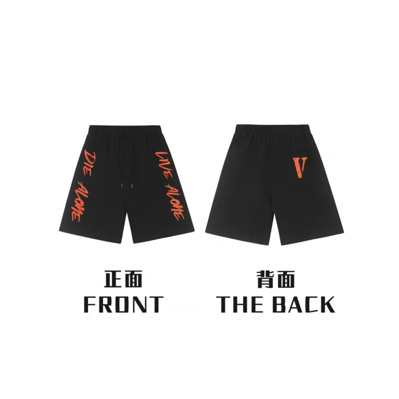 American Vlone Fast Big V Embroidered Casual Shorts for Men and Women Ins Summer Fog High Street Five-Point Pants Trendy Brand