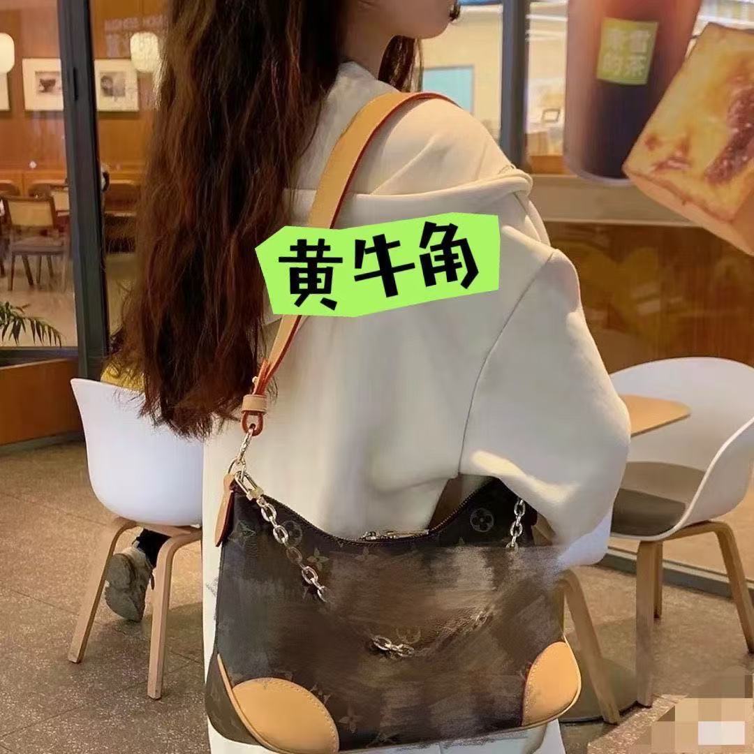 Lüjia Bags New Export Monogram Hobo Bag Classic Print Single Shoulder Bag Women's Crossbody Underarm Chain Bag - Thumbnail 7