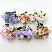 秋季欧秋玫瑰假花仿真花手工人造花束小把花婚庆装饰花摄影道具