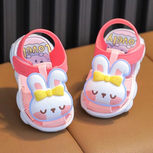Summer infant plastic toddler shoes, non-slip, cute super soft Velcro baby cartoon indoor and outdoor sandals