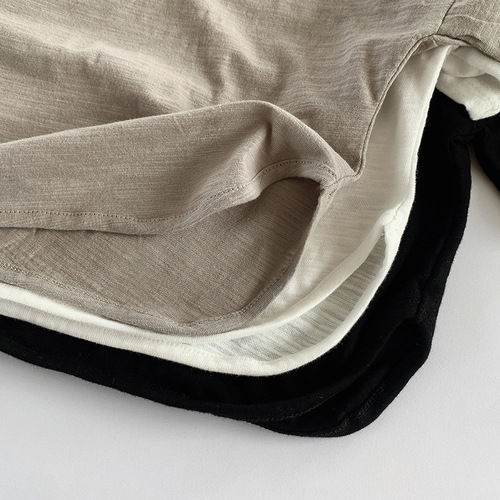 Bamboo cotton short-sleeved T-shirt 2024 summer thin breathable sweat-absorbent cotton tops for boys and girls Korean style trendy children's clothing