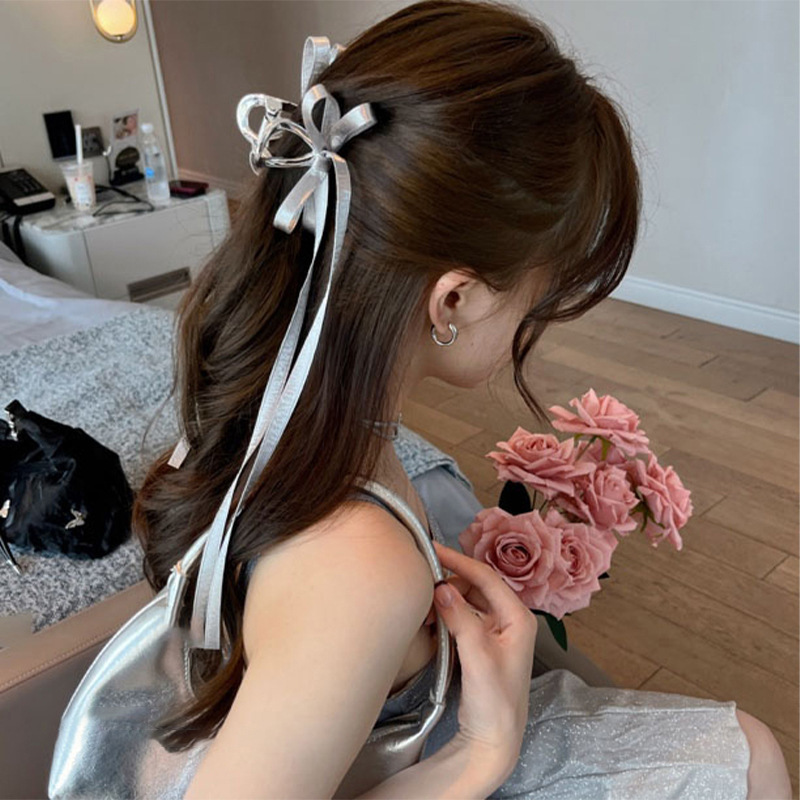 芭蕾风蝴蝶结飘带抓夹女韩系高级感发卡轻奢精致发夹百搭夹子发饰|undefined