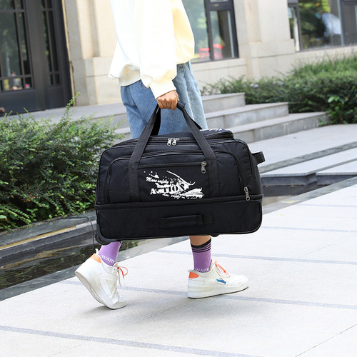 Foreign trade wholesale large-capacity trolley bag cover three travel bags washed Oxford cloth tug bag three-wheel luggage bag checked