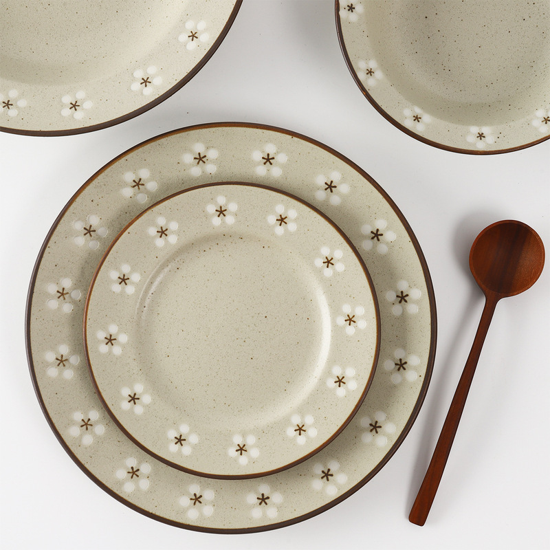 Japanese Imported Mino Ware Underglaze Modern Minimalist Breakfast Plate Salad Plate Steak Dinner Plate