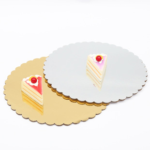 Corrugated Paper Cake Tray Golden Glossy Birthday Cake Board Round Foreign Trade Mousse Pad Base 10 Inch Hard Paper