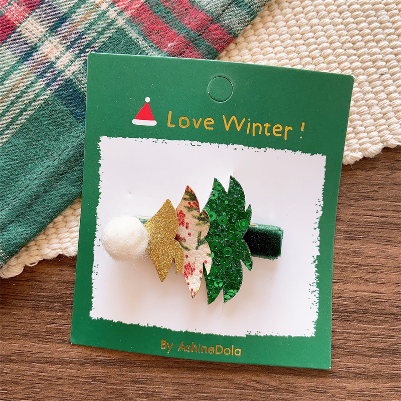 Christmas Bow Hairpin Red And Green Glitter Hair Accessory_voghion.com