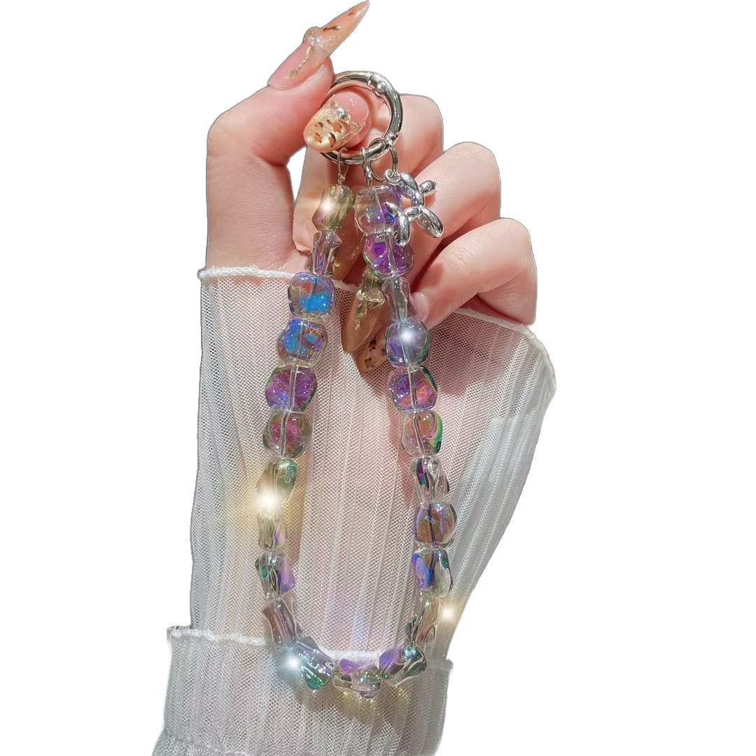 Nuevo estilo ins viento de lujo ligero checo cristal piedra teléfono móvil colgante cadena colgante todo fósforo nicho especial pulsera con cuentas cordón