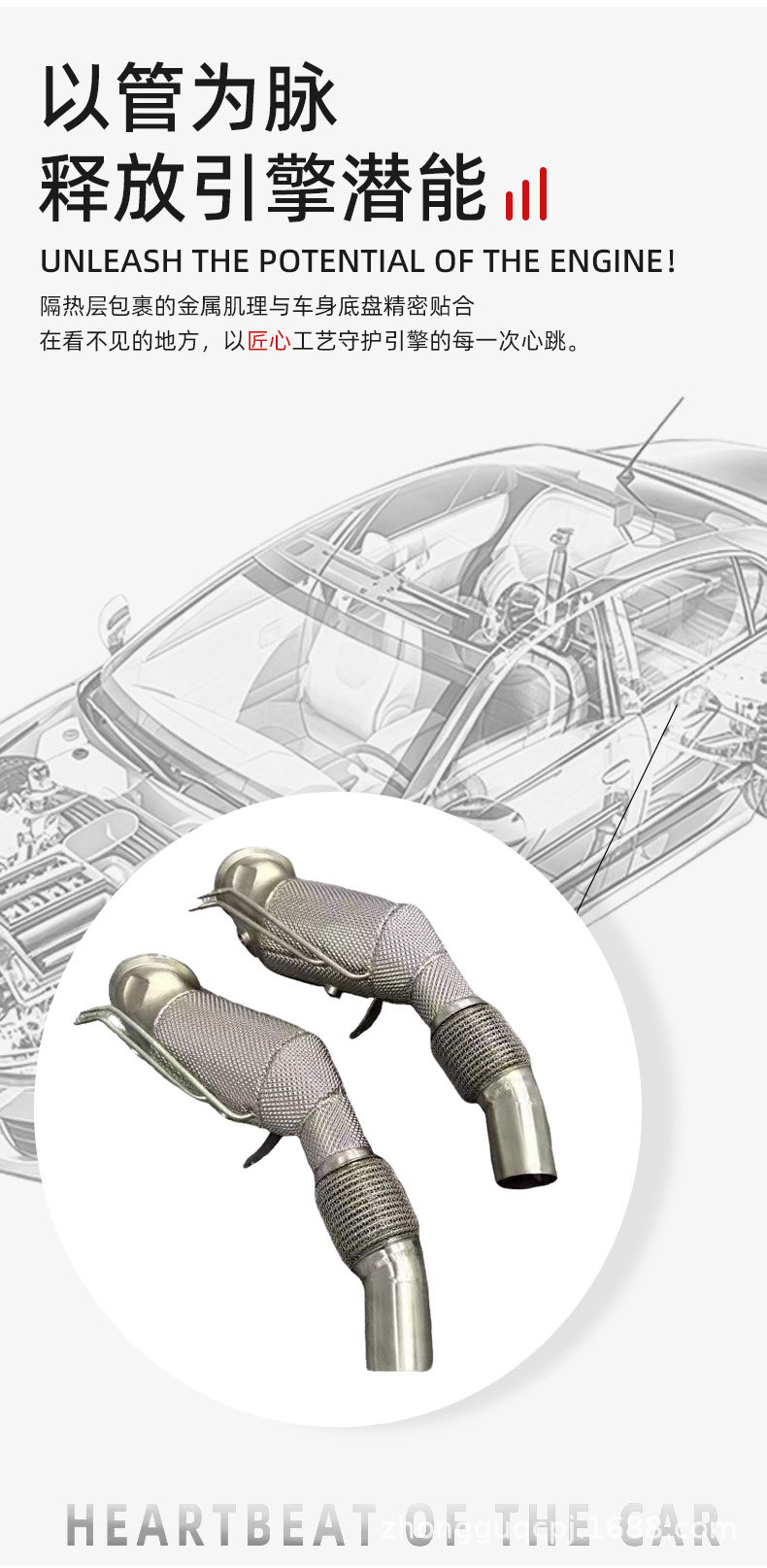 BMW 5 Series G60 G68 2.0T 200-molybdenum three-way heat shield exhaust pipe manufacturer wholesale exhaust components