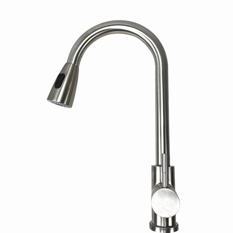 Kitchen 304 stainless steel pumping and hot -cold water faucet rotating brushed kitchen washing basin water tank telescopic faucet