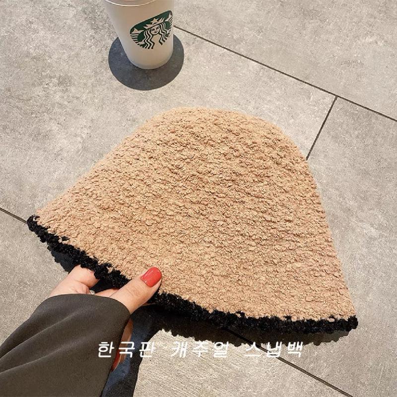 冬の黒い帽子の女性が色にぶつかって保温漁師帽ins耳保護バケツ帽とベルベット秋冬ニット帽卸売り|undefined