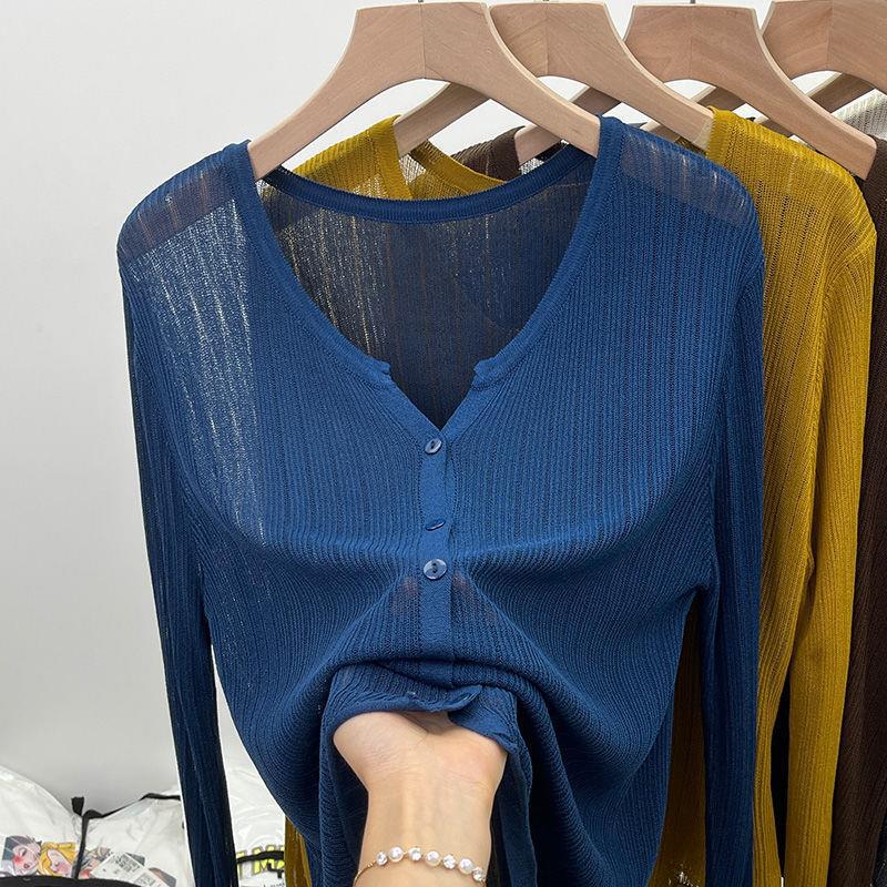 100kg Wearable Autumn Ice Silk Knitted Cardigan Women's Loose Large Size Outerwear Sun Protection Top Trendy Thin Knitted Top 100kg Wearable Autumn Ice Silk Knitted Cardigan Women's Loose Large Size Outerwear Sun Protection Top Trendy Thin Knitted Top