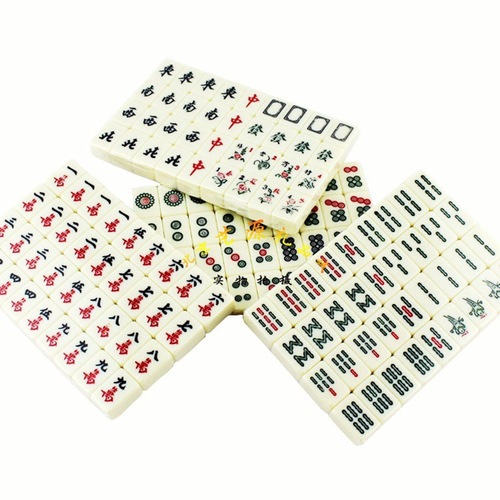 Antique mahjong boxed English mahjong for overseas travel dormitory mahjong with antique leather box Fu Lu Shou gives foreigners