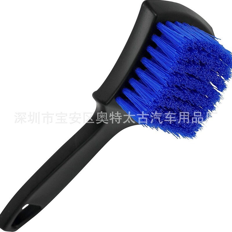 Amazon cross-border car cleaning tire wheel cleaning brush steel rim tire brush short handle carpet cleaning brush Blue