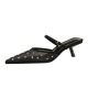 5131-1 French mesh lace pointed fine heel toe water diamond slippers with hollow out sexy straight strap half drag