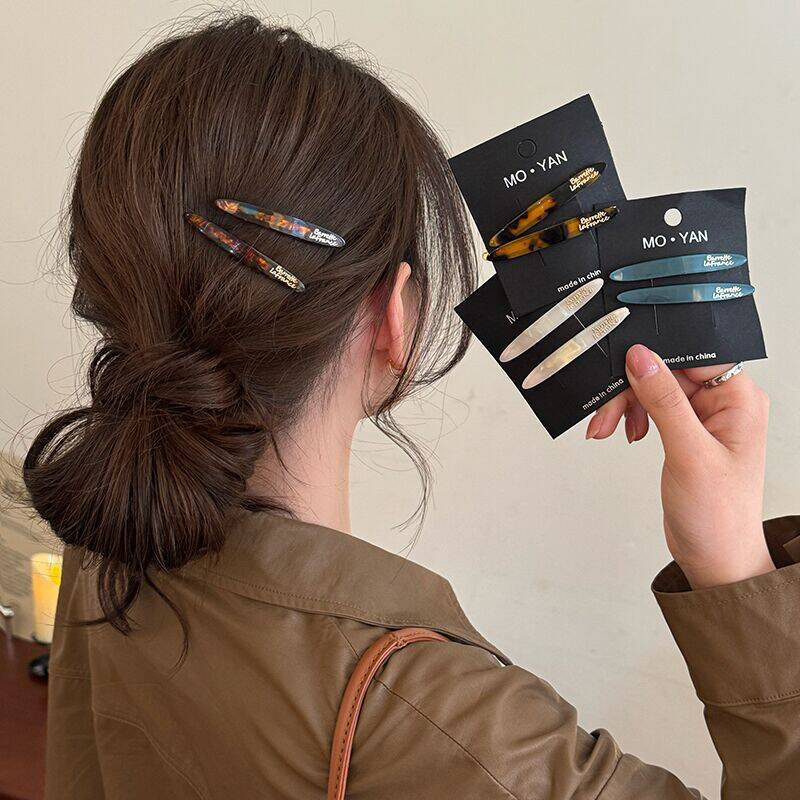 korean style all-match acetate willow leaf barrettes bang clip side clip word clip duckbill clip head clip forehead a pair of hairclips hairpin